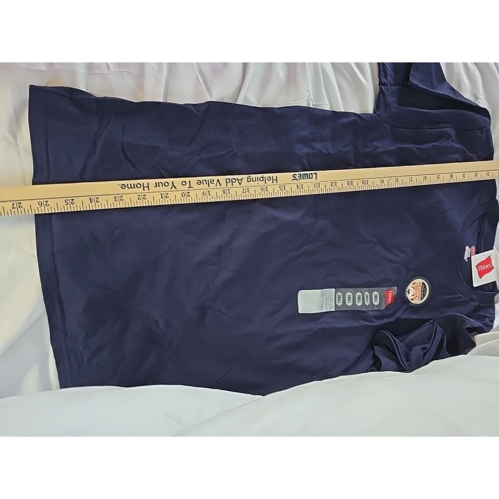 Hanes Mens Short Sleeve Plain Cotton Crew Neck Blank T-Shirt Blue Sz Small - Picture 10 of 10